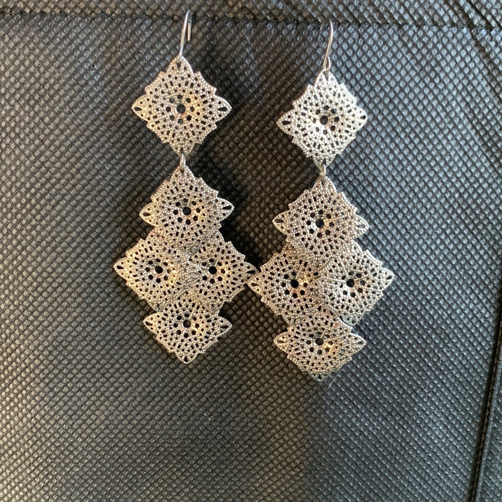 Sundance Cascade Silver Filigree Boho Dangle Titanium Earrings by Neige & Flocon